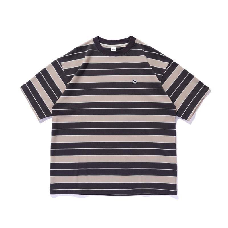 ZETA BORDER TEE / CHARCOAL × BEIGE