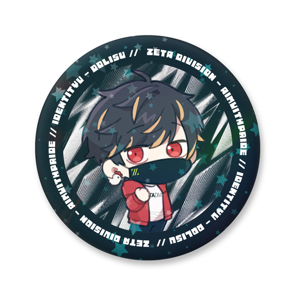 TEAM IDV CHIBI PINBACK BUTTON BLACK(HOLOGRAM) / DoLisu