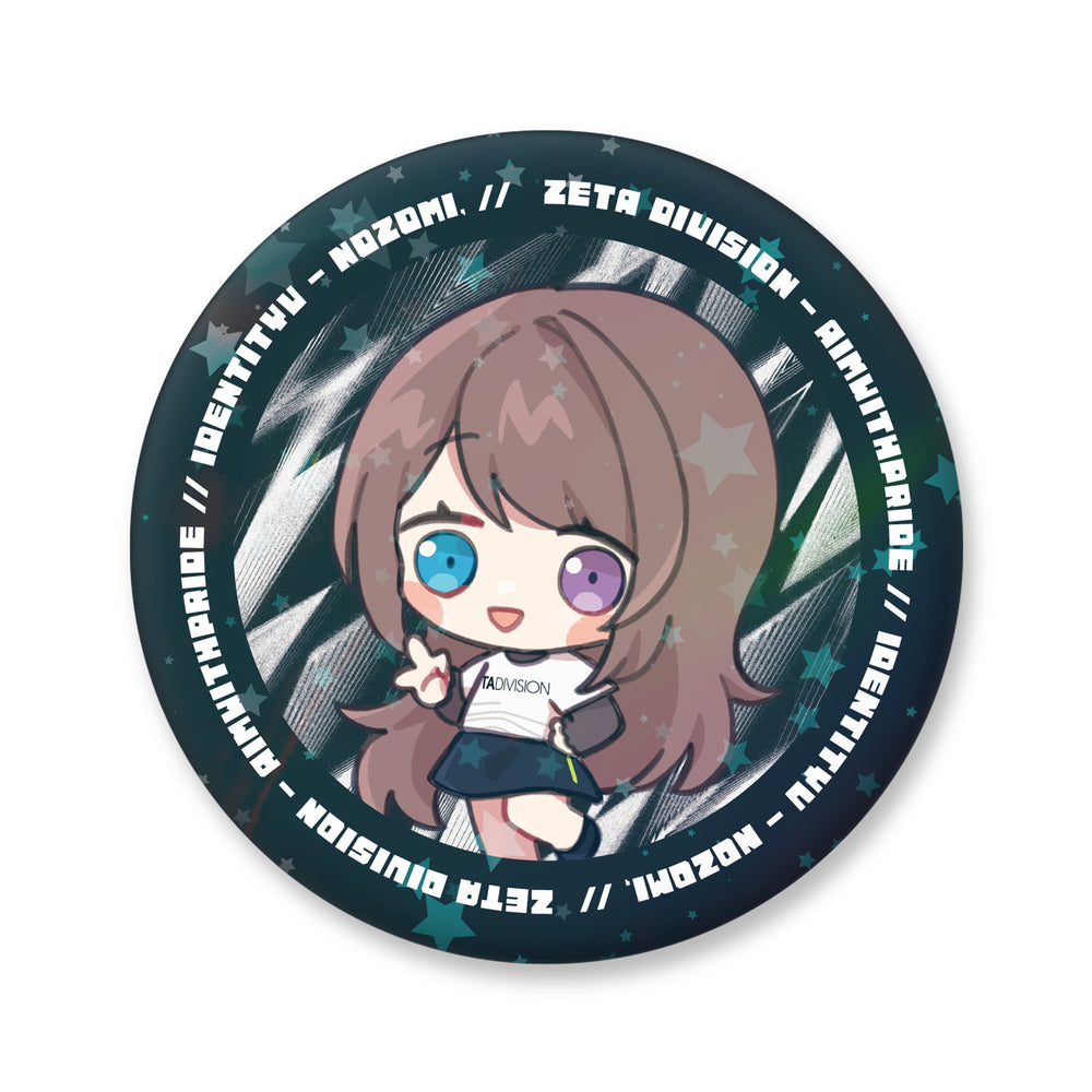 Team Idv Chibi Pinback Button Black Hologram Nozomi Zeta Division